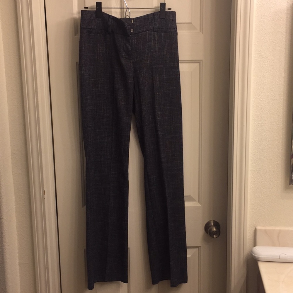 Navy blue and white dress pants